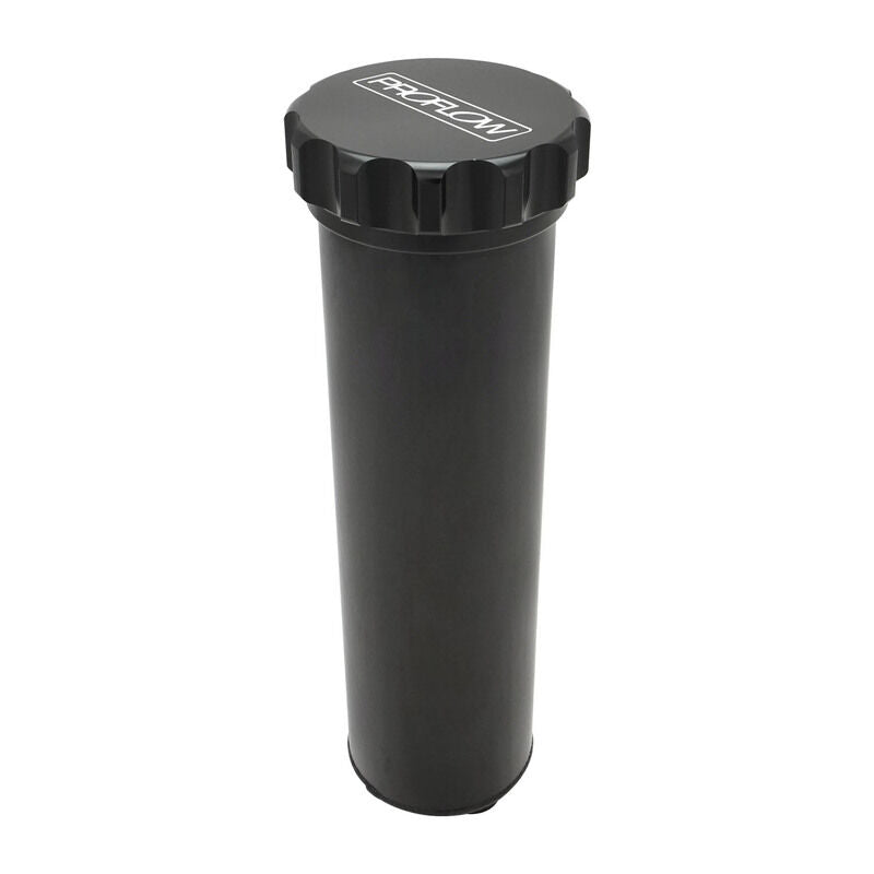 Proflow Radiator Overflow Tank, Billet Aluminum, With bracket, 0.75L, 60mm Dia, 330mm tall, AN Port with Barb Fitting, Black