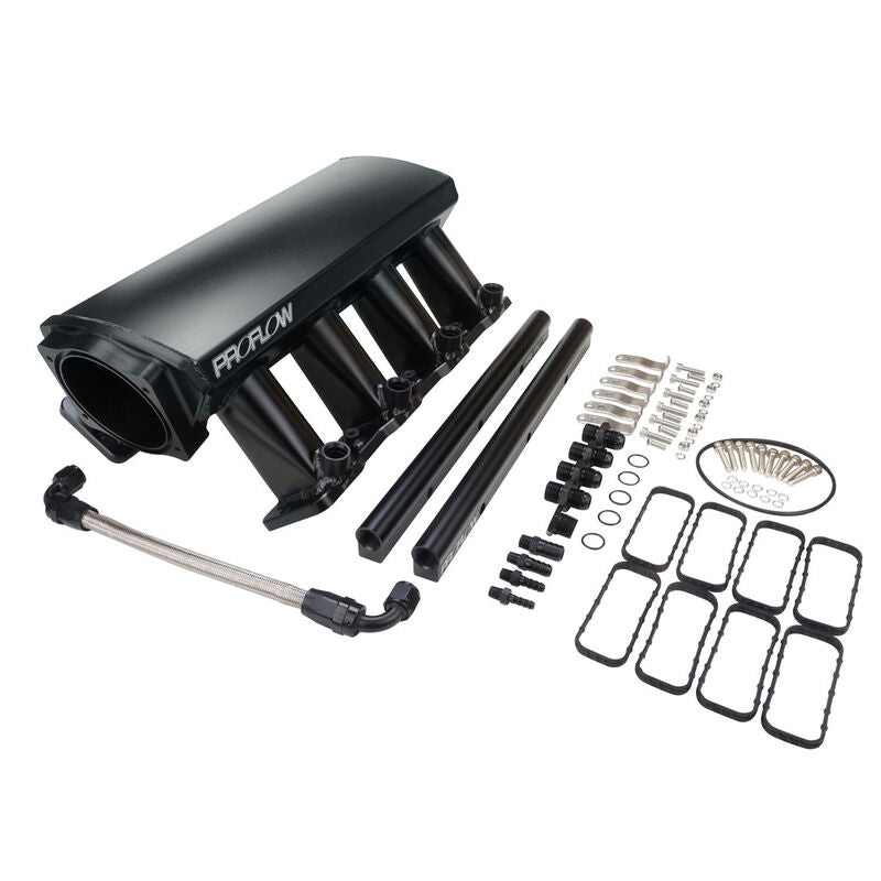 Proflow SuperMax Plus EFI Intake Manifold Kit, For Holden Commodore LS3/L92, Fabricated Black, Low-Profile, w/Fuel Rails, 102mm Bore