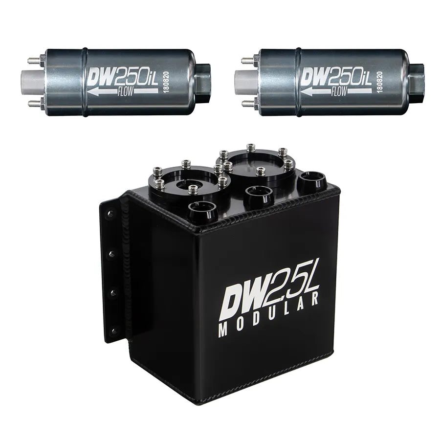 Deatschwerks 2.5L Surge Tank w/ 2 x 250iL In-Line Fuel Pumps