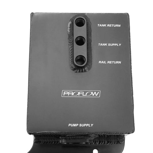 Proflow Fuel Surge Tank, Undercar, For Ford Falcon BA/BF/FG XR6 Turbo, XR8, 2.0L, Aluminium, Black Anodised