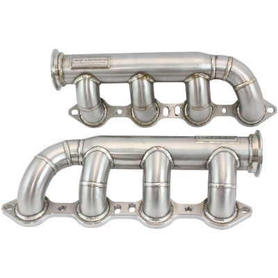 Aeroflow GM LS Twin Turbo Manifolds Forward Facing 2.5" V-Bands, Sold As a Pair