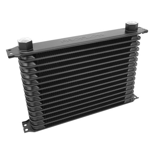 Proflow Transmission Fluid Cooler, Tube, Fin, black powder coated 7.5 in. x 12.5 in. x 0.75 in, AN6 Fittings